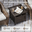 Outdoor Side Table with 1.93" Umbrella Hole All-Weather PE Wicker Patio Umbrella Table-Brown