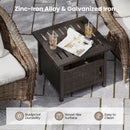 Outdoor Side Table with 1.93" Umbrella Hole All-Weather PE Wicker Patio Umbrella Table-Brown by LJGDeals