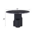 Kinton - Round Dining Table With Natural Marble Top - Black by Unique Piece Furniture