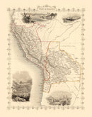 Vintage Map of Peru & Bolivia 1851