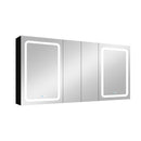 60x30 Inch LED Bathroom Medicine Cabinet Surface Mount Double Door Lighted Medicine Cabinet, Medicine Cabinets for Bathroom with Mirror Defogging, Dimmer Black