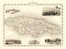 Vintage Map of Jamaica 1851