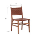 Rustic Wooden Dining Chair (Set of 2) With Genuine Leather Woven Upholstery - Brown by HouseOfZazla