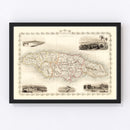 Vintage Map of Jamaica 1851