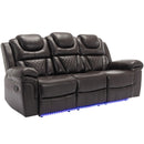 Home Theater Seating Manual Recliner Chair With Center Console And Led Light Strip For Living Room by HouseOfZazla