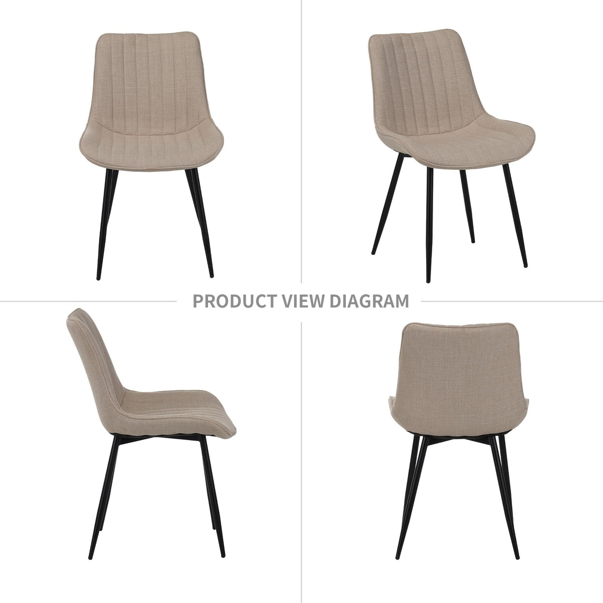 Dining Chair Set With Padded Backrests (Set of 4) - Beige, photo 6 of 7