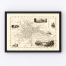 Vintage Map of Aberdeen, Scotland 1851