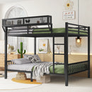 Queen Over Queen Bunk Bed With Ladder And Storage Shelf - Black by HouseOfZazla