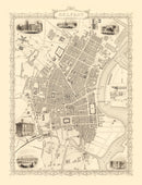Vintage Map of Belfast, United Kingdom 1851