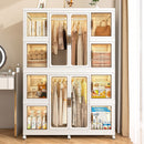 Portable Wardrobe Closet Storage Organizer For Clothes With Magnetic Doors, 12 Cubes & 2 Hanging Rods - White by HouseOfZazla