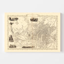 Vintage Map of Bristol & Clifton, United Kingdom 1851