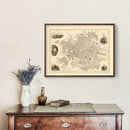 Vintage Map of Brussels, Belgium 1851