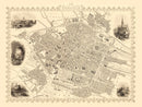 Vintage Map of Brussels, Belgium 1851
