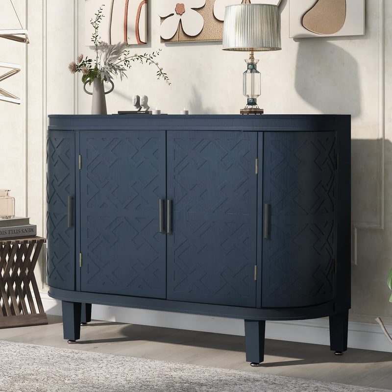 Accent Storage Cabinet Sideboard Wooden Cabinet with Antique Pattern Doors for Hallway, Entryway, Living Room, Bedroom