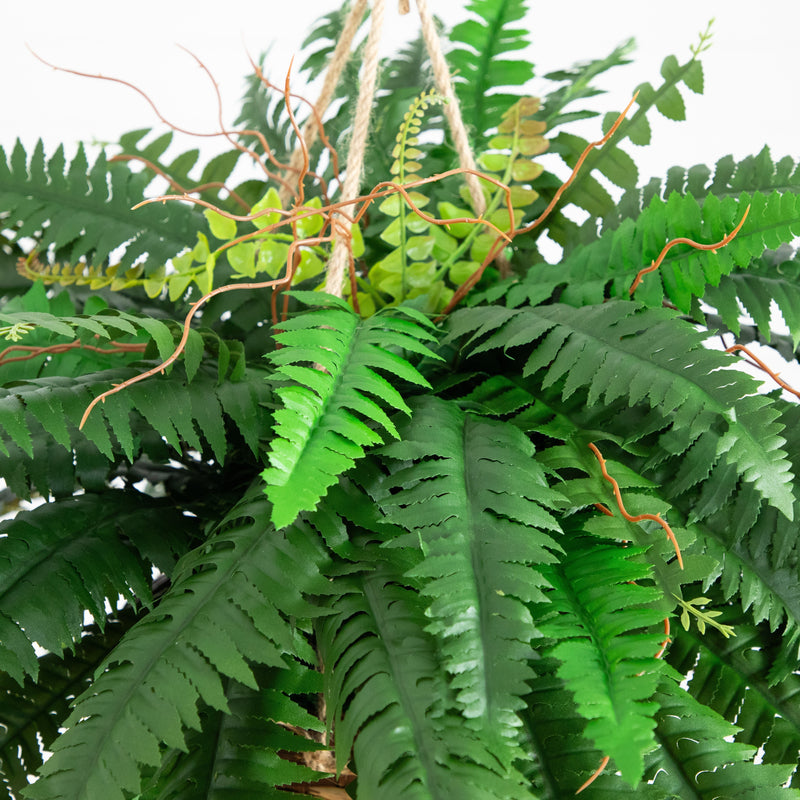 22" Artificial Large Boston Fern Hanging Basket"