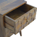 Cube Carved Bedside Table Nightstand - Chestnut by Unique Piece Furniture