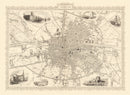 Vintage Map of Dublin, Ireland 1851