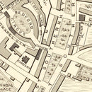 Vintage Map of Exeter, United Kingdom 1851