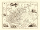 Vintage Map of Exeter, United Kingdom 1851