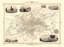 Vintage Map of Glasgow, Scotland 1851