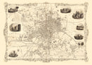 Vintage Map of Leeds, United Kingdom 1851
