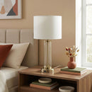 Luna - Table Lamp With On / Off Switch Clear Body Base - Clear / Silver / White by HouseOfZazla