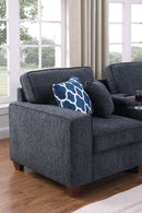 Gina - Sectional Sofa With Ottoman - Black by HouseOfZazla