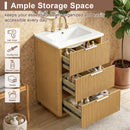 Bathroom Vanity With Sink, Open Shelf & Closed Storage - Natural Wood by HouseOfZazla