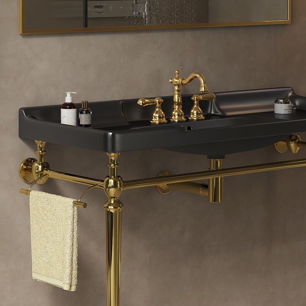 VICI 48" Bathroom Ceramic Basin with 3 Pre-Drilled Holes, photo 4 of 10