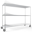 3 Tier Standing Shelf Units, 3000 LBS NSF Height Adjustable Metal Garage Storage Shelves with Wheels, Heavy Duty Storage Rack Metal Shelves - Black - 3T-2472-CHROME