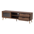 TV Stand Media Console With 2 Doors, 2 Drawers & Storage Cabinet - Walnut by HouseOfZazla