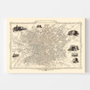 Vintage Map of Manchester, United Kingdom 1851