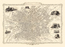 Vintage Map of Manchester, United Kingdom 1851