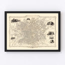Vintage Map of Manchester, United Kingdom 1851