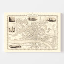 Vintage Map of Newcastle on Tyne, United Kingdom 1851