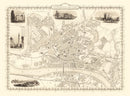Vintage Map of Newcastle on Tyne, United Kingdom 1851