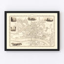 Vintage Map of Newcastle on Tyne, United Kingdom 1851