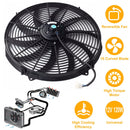 16 Inch Electric Radiator Cooling Fan 12V 120W 10 Blades Car Thermostat Kit w/ Mounting Kit