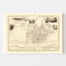 Vintage Map of Perth, Scotland 1851