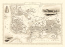 Vintage Map of Plymouth, United Kingdom 1851