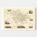 Vintage Map of Preston, United Kingdom 1851