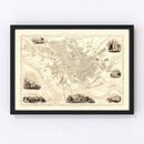 Vintage Map of Preston, United Kingdom 1851