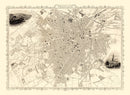 Vintage Map of Sheffield, United Kingdom 1851