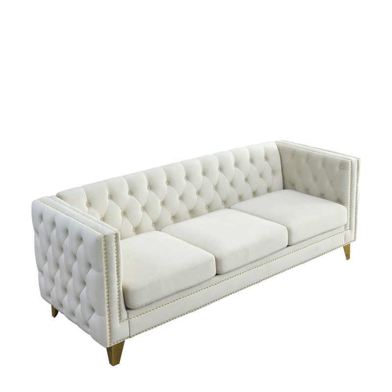 3-seater + 2-seater Combination sofa.BEIGE VELVET