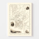 Vintage Map of Southampton, United Kingdom 1851