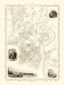 Vintage Map of Southampton, United Kingdom 1851