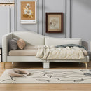 Upholstered Daybed With Headboard And Armrest, Support Legs by HouseOfZazla