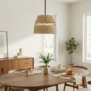 Essence - Single Lights Pendant With Shade - Black / Rattan by Unique Piece Furniture