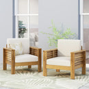 Set of 2 Outdoor Acacia Wood Club Chairs with Cushions by HouseOfZazla