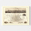 Vintage Map of Liverpool, United Kingdom 1851